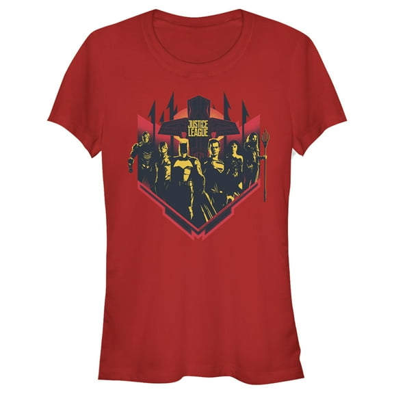 Junior's Zack Snyder Justice League Group Shot  Graphic Tee Red Medium