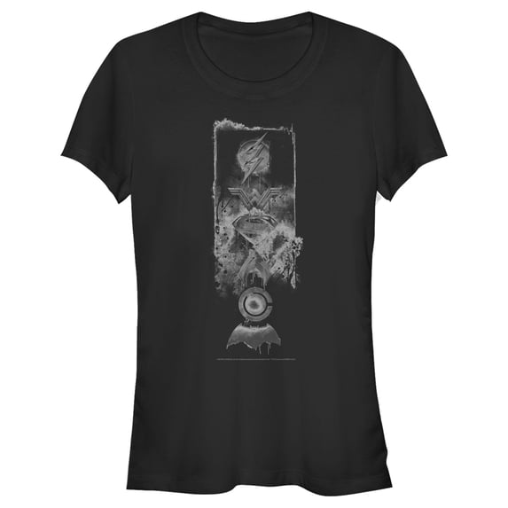Junior's Zack Snyder Justice League Mist of Superhero Logos Graphic Tee Black 2X Large