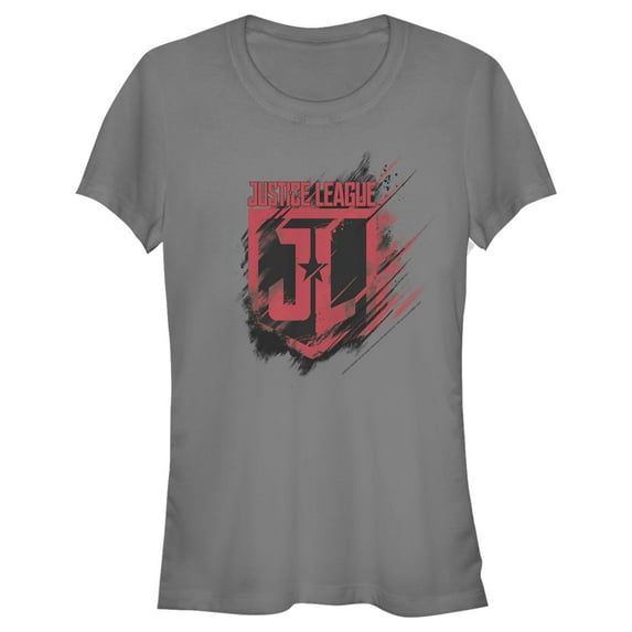 Junior's Zack Snyder Justice League Paint Smear Logo Graphic Tee Charcoal Medium