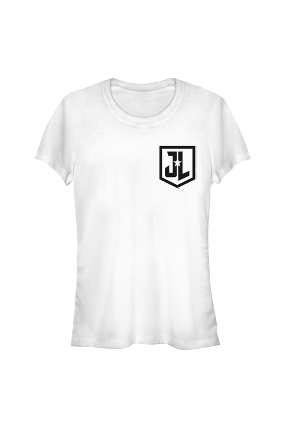 Junior's Zack Snyder Justice League Pocket Badge Logo Graphic Tee White Large