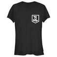 thumbnail image 1 of Junior's Zack Snyder Justice League Pocket Logo  Graphic Tee Black Large, 1 of 3