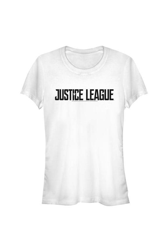Junior's Zack Snyder Justice League Solid Logo Reverse Graphic Tee White Large