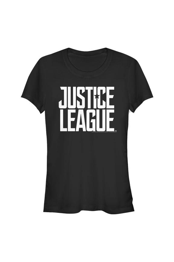 Junior's Zack Snyder Justice League Stacked Large Logo Reverse Graphic Tee Black Small