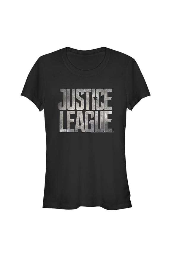 Junior's Zack Snyder Justice League Stacked Stone Logo Graphic Tee Black X Large