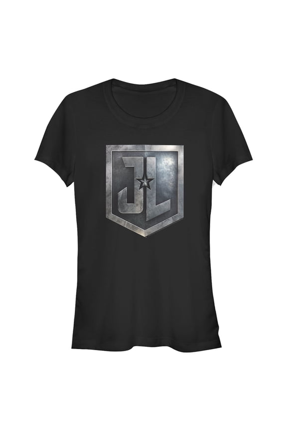 Junior's Zack Snyder Justice League Stone Shield Logo Graphic Tee Black Medium
