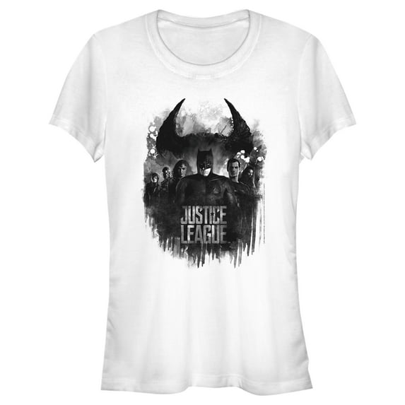 Junior's Zack Snyder Justice League Watercolor Group Shot  Graphic Tee White Medium