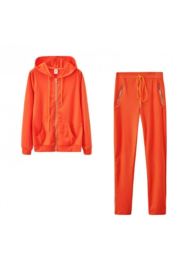 Juniors 2 Piece Sweatsuit Sets Casual Full Zip Long Sleeve Hooded Sweatshirt Elastic Waist Pants Activewear