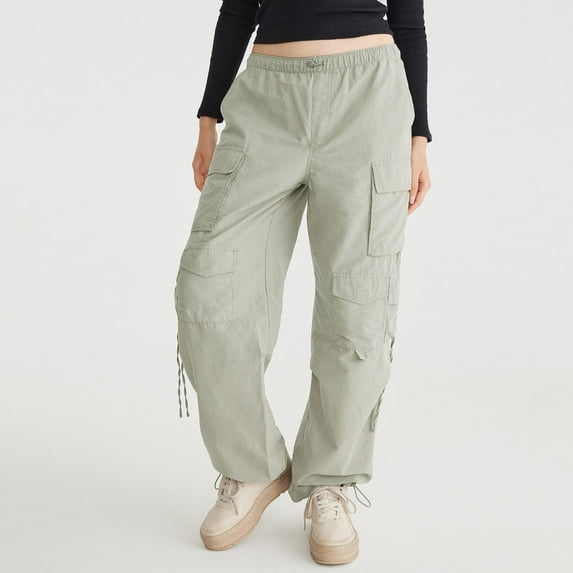 Juniors' Aeropostale Baggy Cargo Parachute Pants Color: Grey Size: MEDIUM