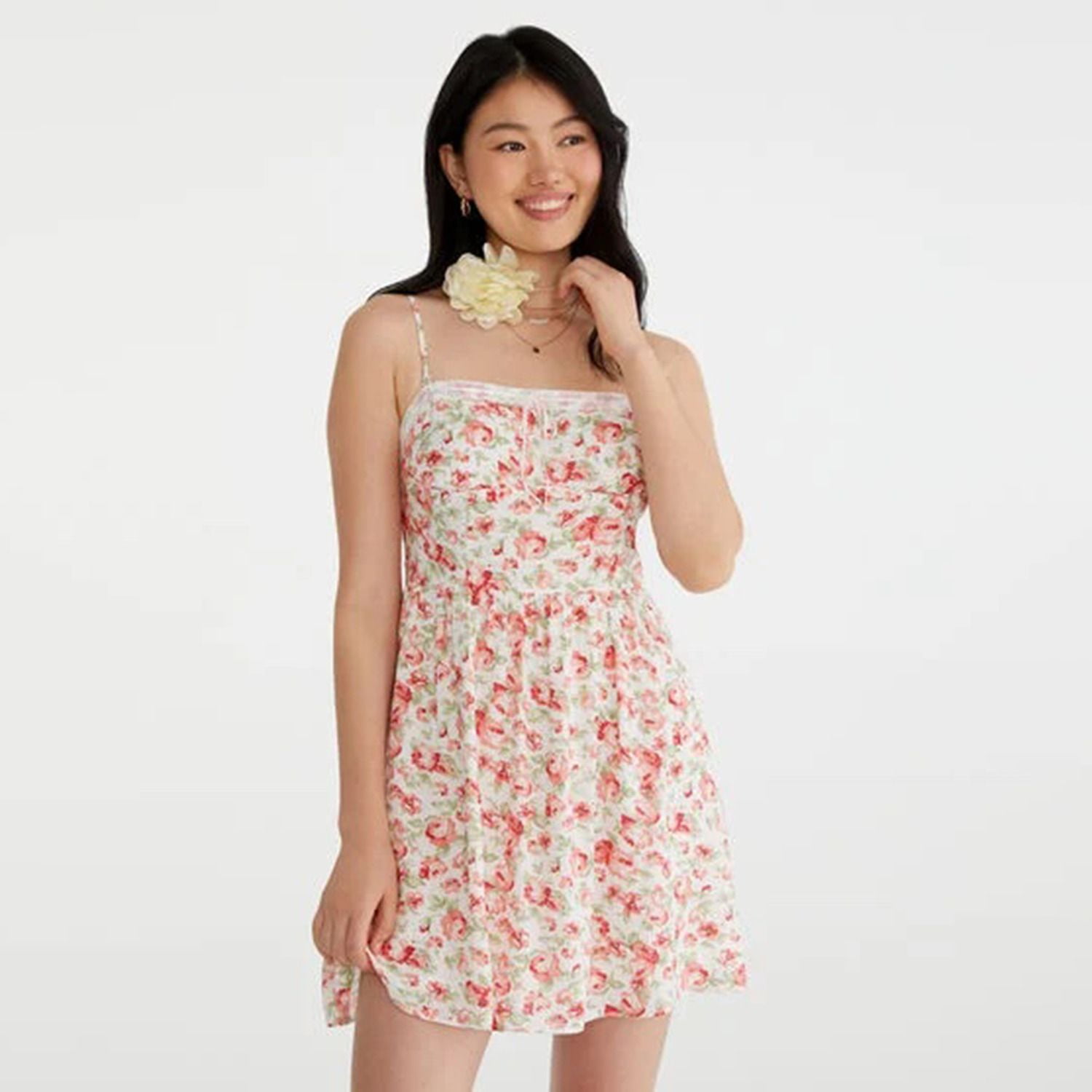 Juniors' Aeropostale Floral Lace Trim Dress Color: Cream Size: MEDIUM -  Walmart.com