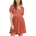 thumbnail image 1 of Juniors' All My Dreams Puff-Sleeve Mini Dress Etruscan Red L, 1 of 1