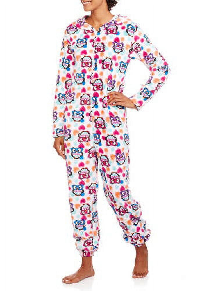 Juniors Allover Print Plush Fleece Sleepwear Adult Onesie Costume Union