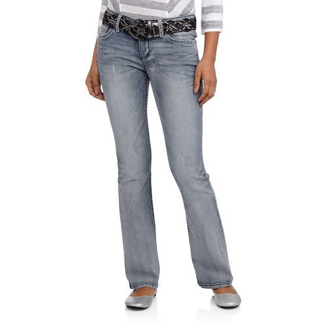 Juniors' Ashley Belted Slim Boot Jeans