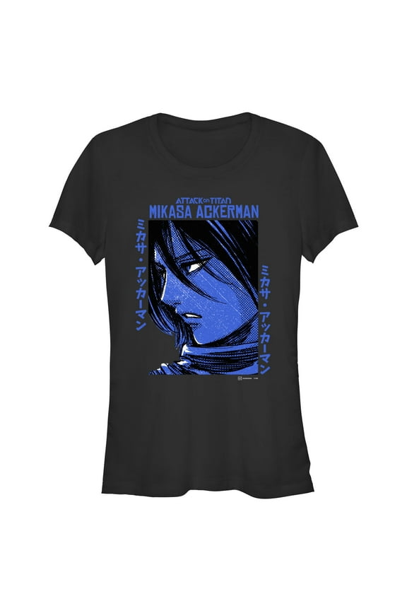Juniors Attack on Titan Blue Mikasa Ackerman T Shirt