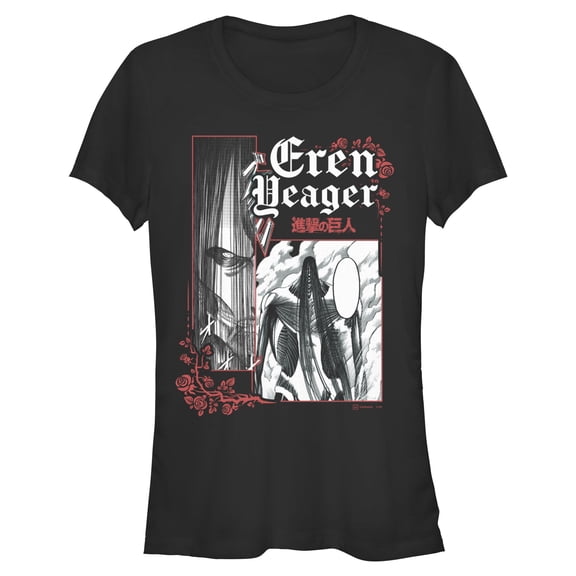 Juniors Attack on Titan Goth Eren Titan Panels T Shirt