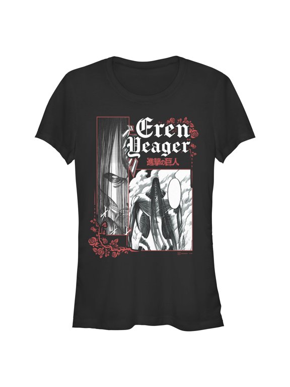 Juniors Attack on Titan Goth Eren Titan Panels T Shirt