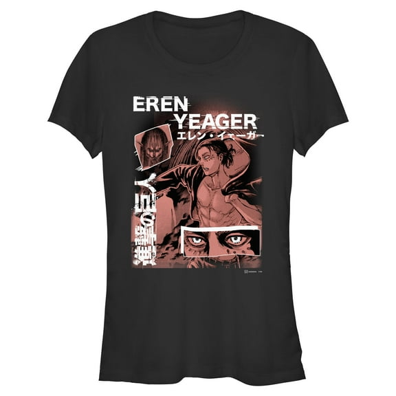 Juniors Attack on Titan Red Eren Collage T Shirt