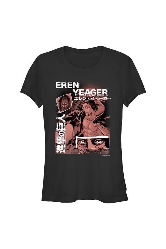 Juniors Attack on Titan Red Eren Collage T Shirt