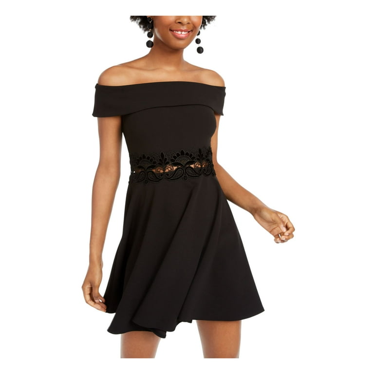 Juniors B. Smart Off Shoulder Dress with Velvet Lace Trim Walmart