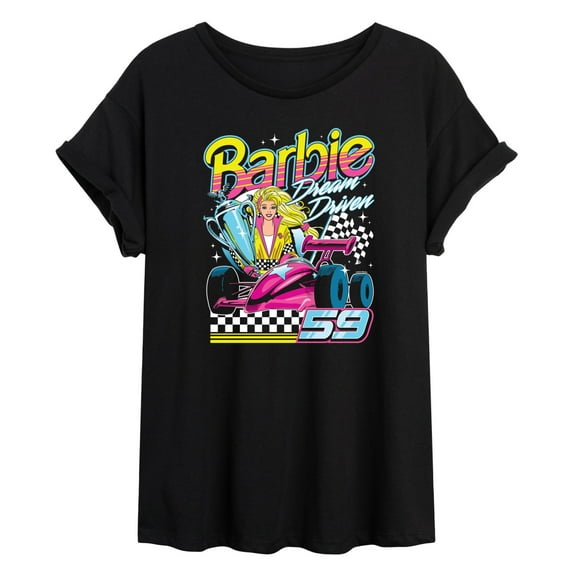 Barbie - Racecar Comic - Juniors Oversized Graphic T-Shirt
