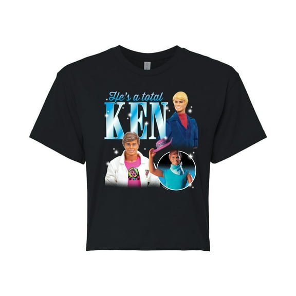 Barbie - Hes A Total Ken Group - Juniors Cropped Graphic T-Shirt