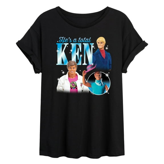 Barbie - Hes A Total Ken Group - Juniors Oversized Graphic T-Shirt