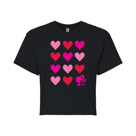 Barbie - Heart Grid - Juniors Cropped Graphic T-Shirt