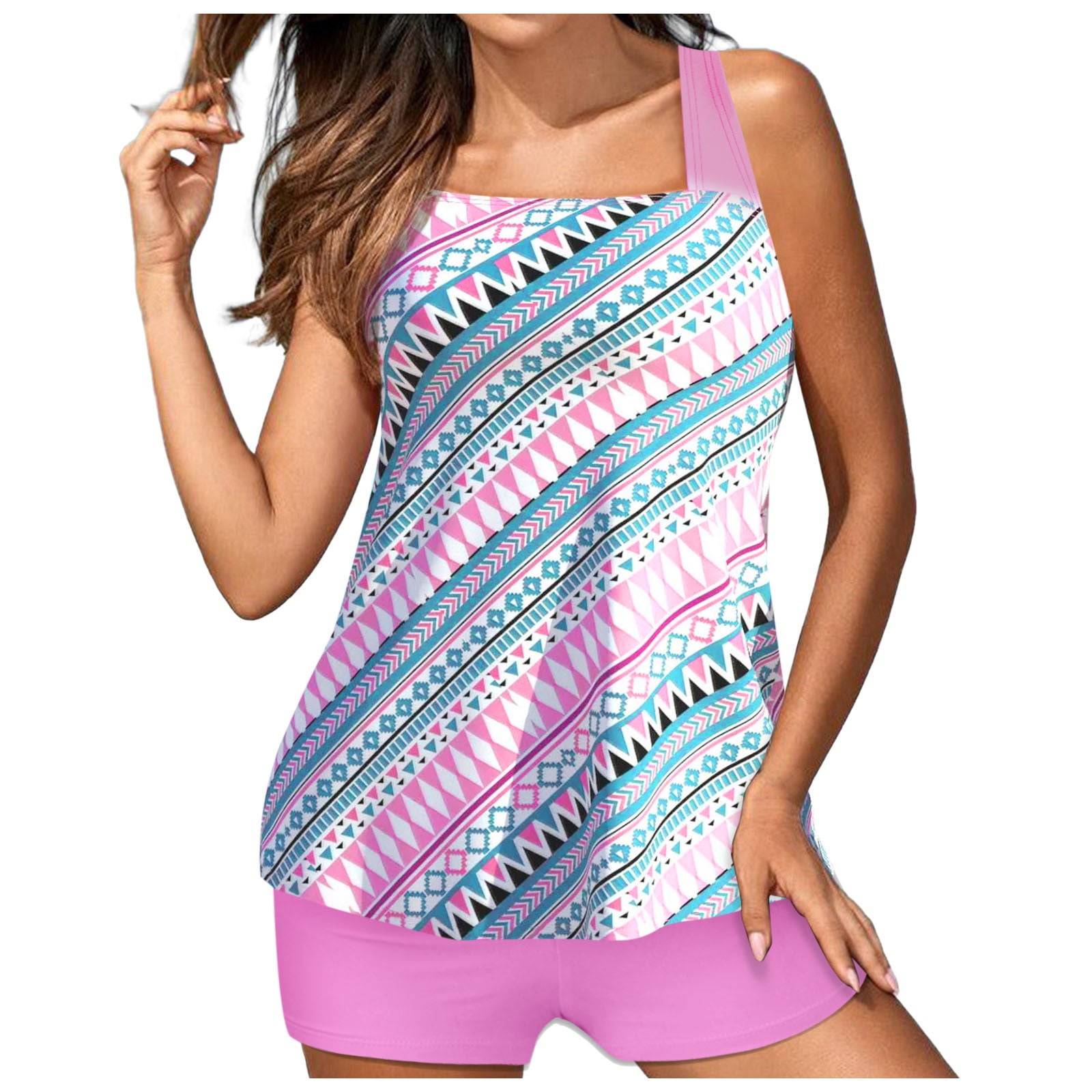 Juniors Bathing Suits with Shorts Women Oval Leaf Print Two Piece