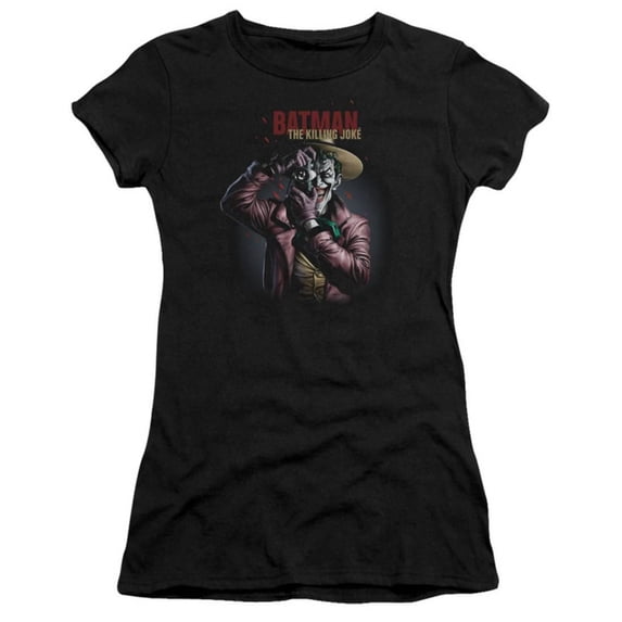 Juniors: Batman: The Killing Joke- Say Cheese Apparel Womens T-Shirts - Black