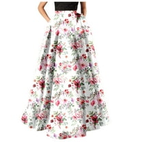 Juniors Beach Formal Date Night Gowns Evening Festival Skirts for Women Floral Graphic Maxi Long Loose Fit Bohemian Hawaiian High Cut Tropical Skorts 2025