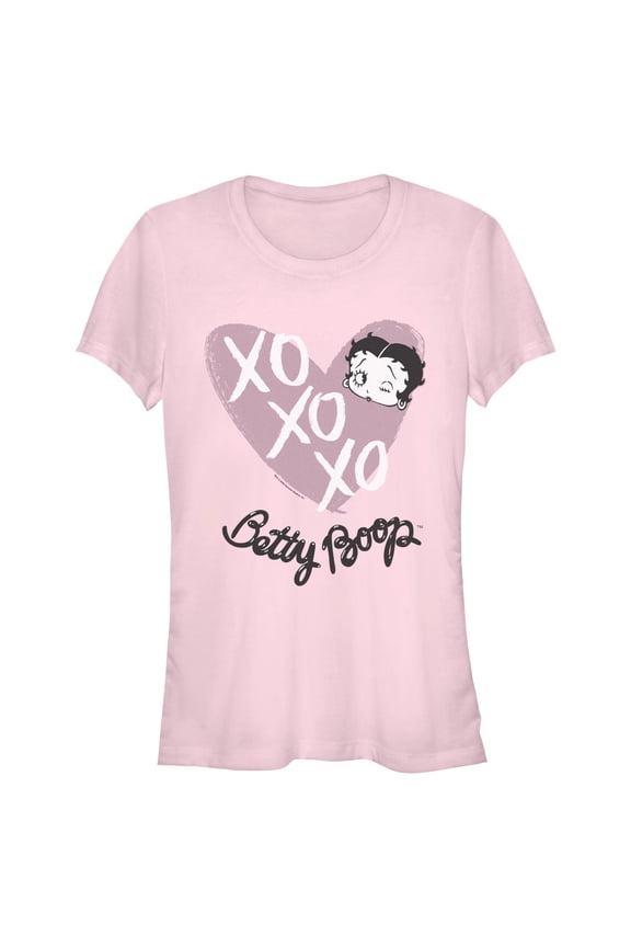 Juniors Betty Boop XOXOXO Heart Wink T Shirt