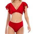 thumbnail image 1 of Juniors Bikini Sets Ruffle Cap Sleeve Slim V-Neck Tube Top and Full Coverage Modest Swimwear Bottom, 1 of 9