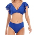 thumbnail image 1 of Juniors Bikini Sets Ruffle Cap Sleeve Slim V-Neck Tube Top and Full Coverage Modest Swimwear Bottom, 1 of 9