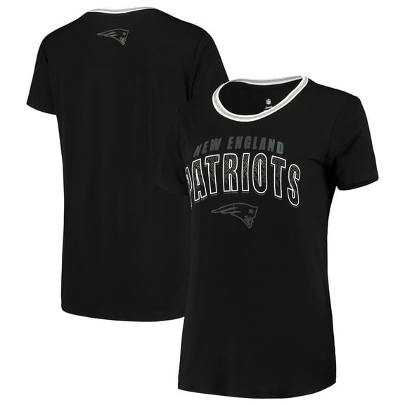Juniors Black New England Patriots Foil T-Shirt