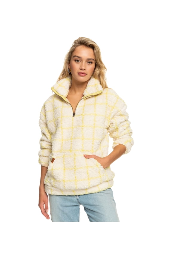 Juniors' Bonfires On The Beach Fleece Sweatshirt Tapioca Check Me Out L