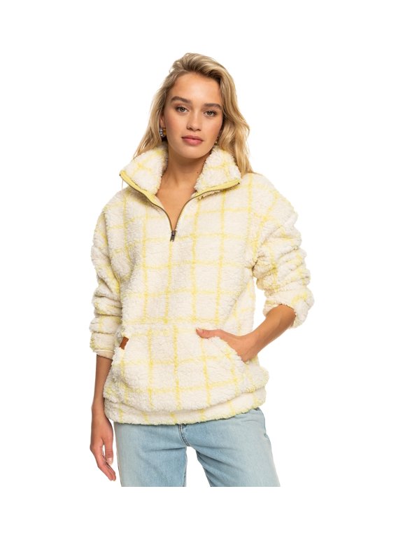 Juniors' Bonfires On The Beach Fleece Sweatshirt Tapioca Check Me Out L