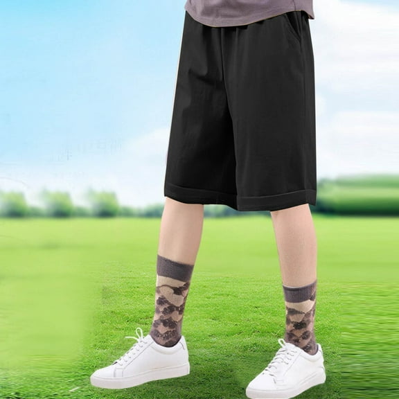 Juniors Boys Bermuda Shorts with Pockets 5-16 Years Teens Kids Lightweight Quick-Dry Solid Elastic Waist Wide Leg Loungewear Workout Short