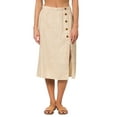 thumbnail image 1 of Juniors' Button Side Midi Skirt Marshmallow Frondy S, 1 of 1