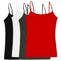 Juniors' Camisole Built-in Shelf Bra Adjustable Spaghetti Straps Tank Top 2 Pack or 4 Pack