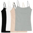 thumbnail image 1 of Juniors' Camisole Built-in Shelf Bra Adjustable Spaghetti Straps Tank Top 2 Pack or 4 Pack, 1 of 4