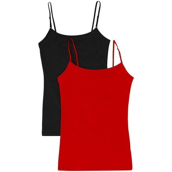 Juniors' Camisole Built-in Shelf Bra Adjustable Spaghetti Straps Tank Top 2 Pack or 4 Pack