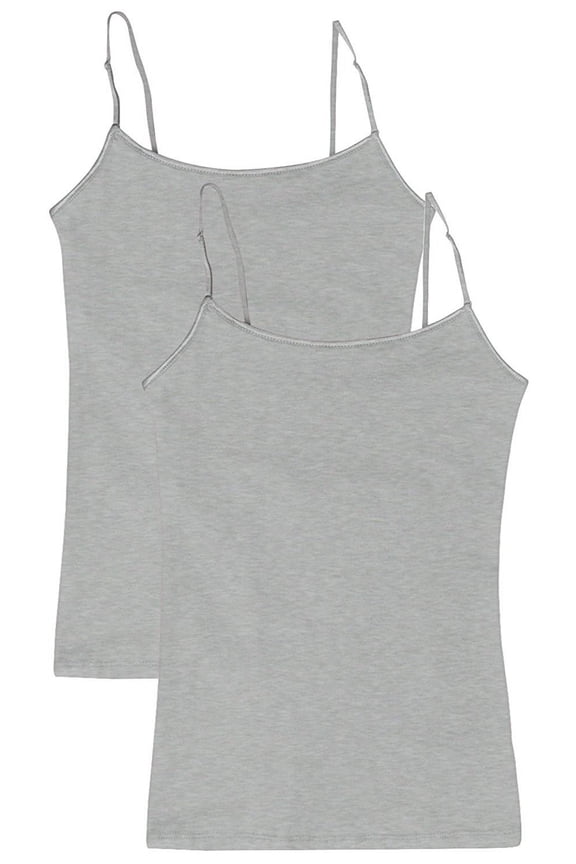 Juniors' Camisole Built-in Shelf Bra Adjustable Spaghetti Straps Tank Top 2 Pack or 4 Pack