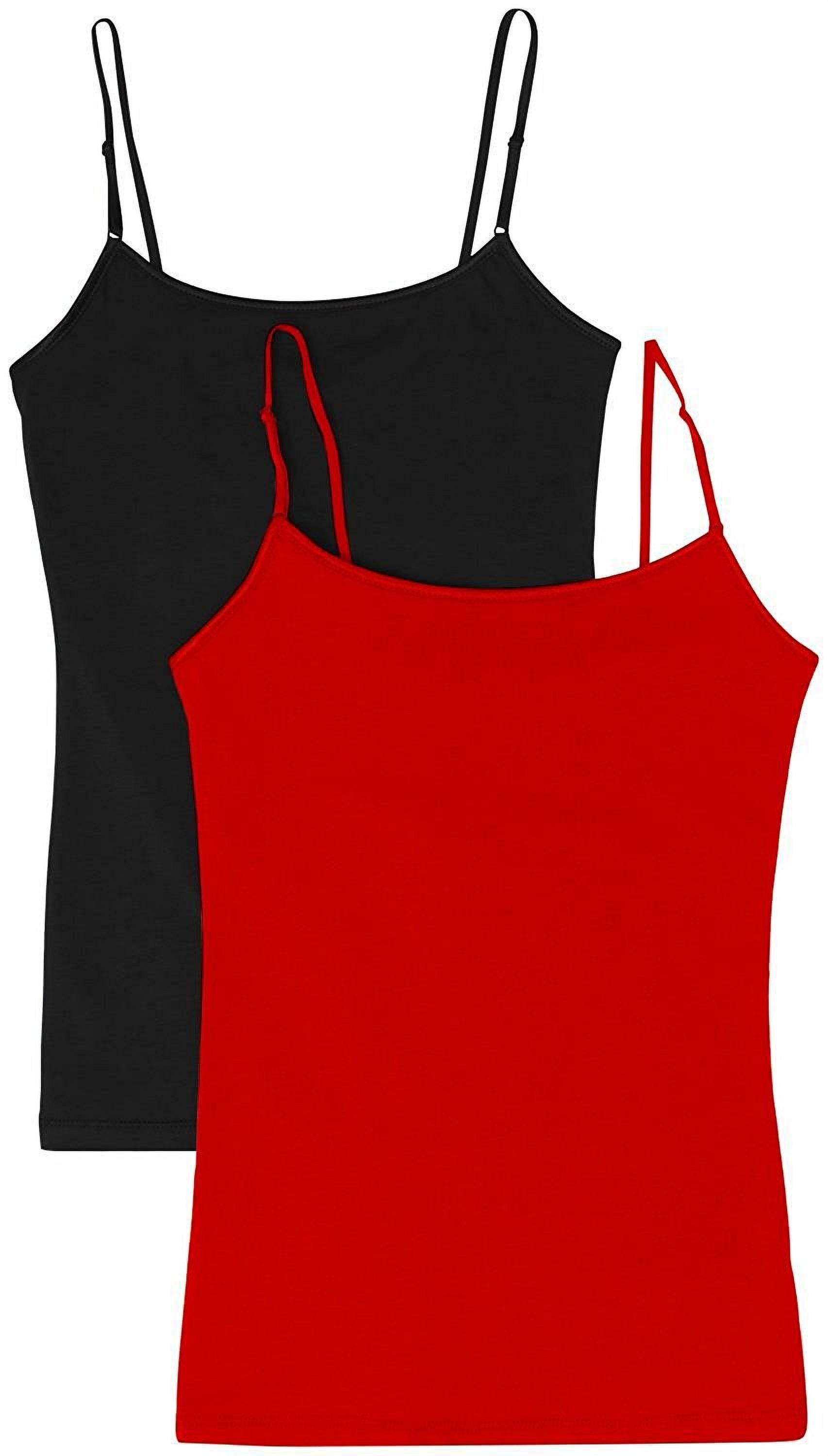 County Colors Women's Camisole Slips Shelf Bra Spaghetti Cotton Lycra with  Adjustable Straps Tank Top 1/2/3 Pack Combo