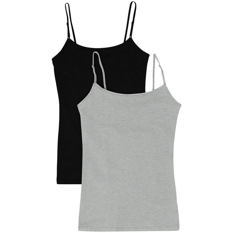 Juniors' Camisole Built-in Shelf Bra Adjustable Spaghetti Straps Tank Top 2  Pack or 4 Pack