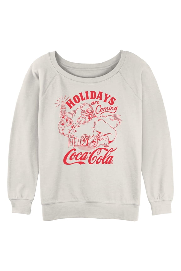 Juniors Coca Cola Classic Santa Holidays Are Coming Sweatshirt