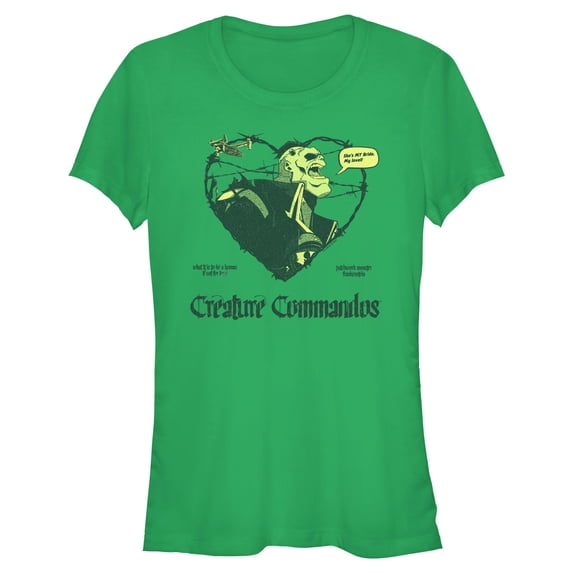 Juniors Creature Commandos Frankenstein Heart T Shirt