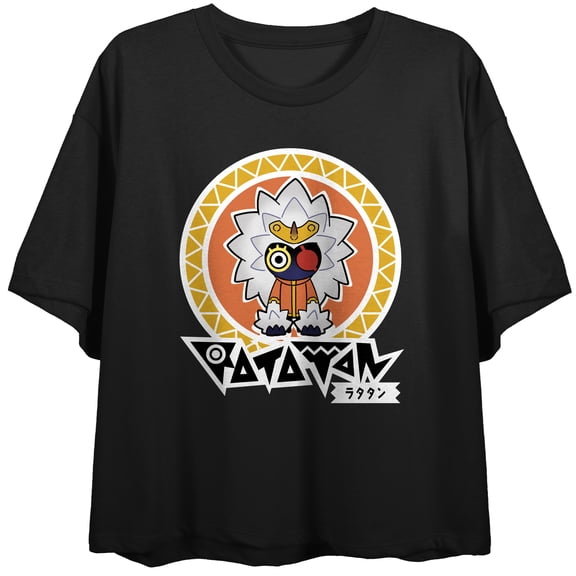 Ratatan HARIGITTAN, Logo text on Black Short Sleeve Adult Crop T-Shirt-Large