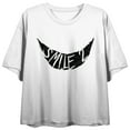 thumbnail image 1 of Smile Logo, Death of Me, Skye Riley Signature on White Short Sleeve Adult Crop T-Shirt-XS, 1 of 4