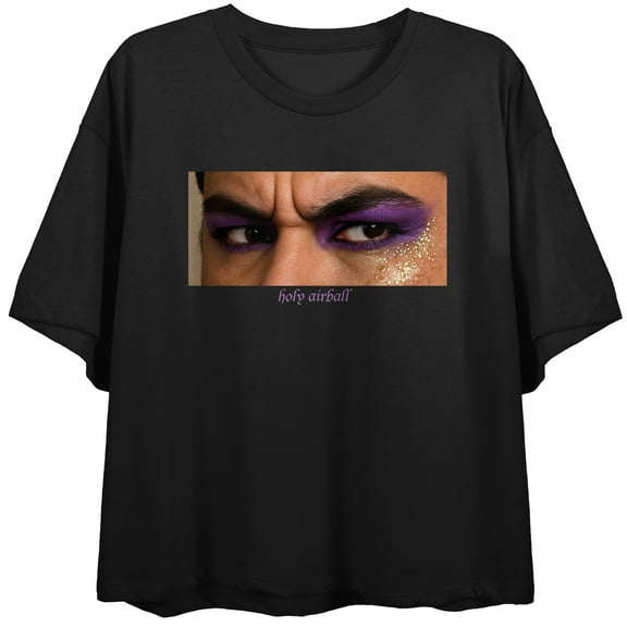 Holy Airball, Close Up Shot on Black Short Sleeve Adult Crop T-Shirt-XS
