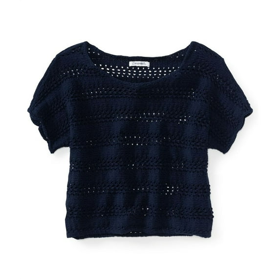 Juniors Cropped Ted Knit Sweater