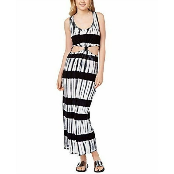 Juniors' Cutout Tie-Dye Maxi Dress Black/White Tie Dye L